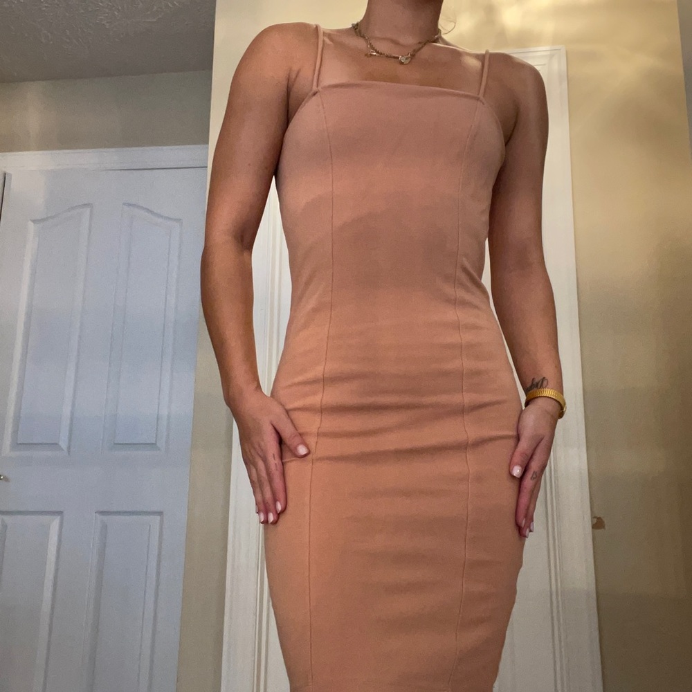 Muted Peach Body Con Dress